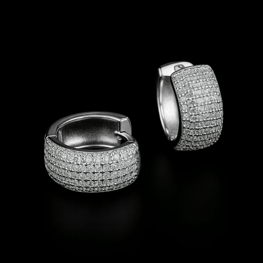 Orecchini a Cerchio Pavè Wide - Zirconi Premium