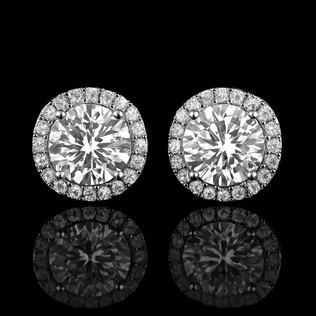 Orecchini Halo Round 9mm - Zirconi Premium