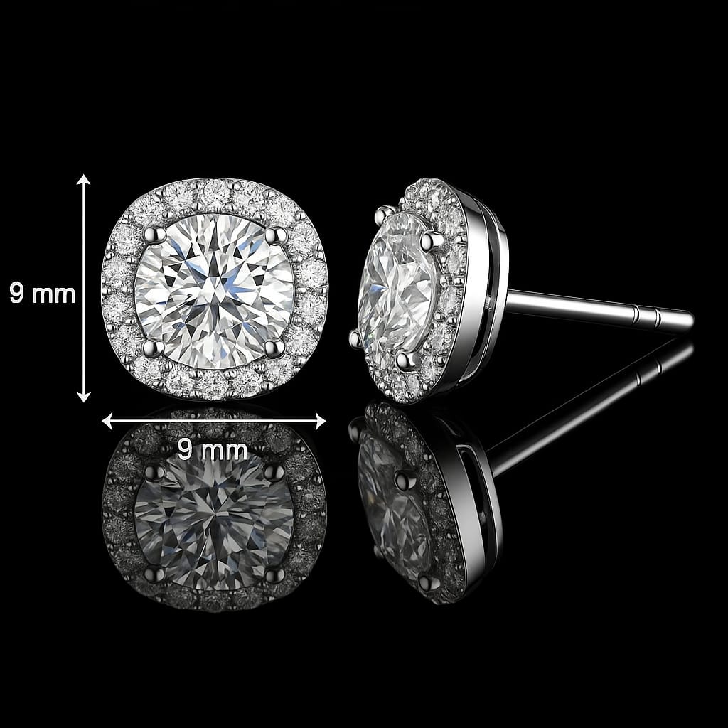 Orecchini Halo Round 9mm - Zirconi Premium